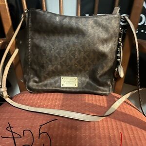 Michael Kors Dark Brown and Beige Crossbody Bag